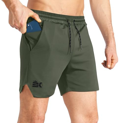 BROKIG Men's Lightweight Gym Shorts Sports Running Training M Army Green