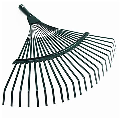WJFLUCK Arbusto 22 Dientes portátil caducifolio Duradero Alambre de Acero Cabeza de rasteza de rastrillo Herramienta de jardín césped Escoba en Forma de Hierba para jardín Patio Trasero Granja Calle