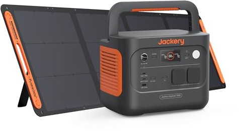 Jackery Powerstation 1000 v2 mit 200W Solarpanel, 1070Wh LiFePO4 Solargenerator, 1500W AC/100W USB-C Ausgang,1 Std. Schnellladung für Camping, Wohnmobil, Notfall