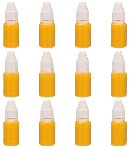 PATIKIL Refill Di Inchiostro 0.33oz Per Timbri E Cuscinetti, 12Pezzi 10ml Ricarica Inchiostro Per Timbro Ufficio Timbro Autoinchiostrante Timbro Data Scrapbooking, Oro Giallo