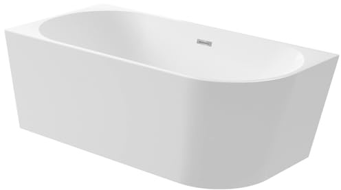Balneo - Freistehende Badewanne - Eckbadewanne AVOLA - Acryl mit Stahlgestell - 6 Stabilisatorfüße - Überlauf und Klickverschluss - Modernes Design (Chrom-links, 170x80cm)