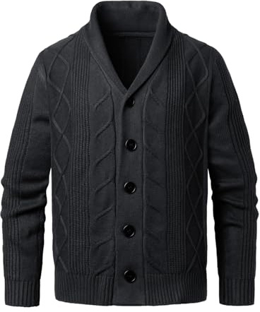 Beryielite Hombre Chaleco Cardigan Botones Tejido Cálido Corte Acolchado Informal Manga Larga para otoño e Invierno.