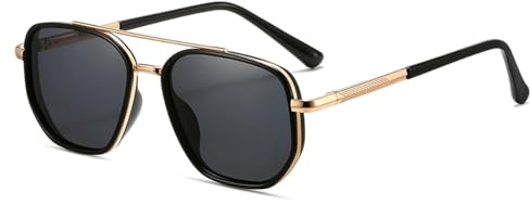 kimorn Polarized Sunglasses for Women Retro Square Frame Sun Glasses UV400 Protection Shades (Gold/Black)