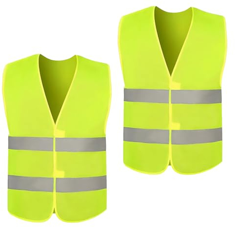 Vywtrq 2 pcs Night Hi Vis Safety Vests with 2 Reflective Stripes Suitable for Traffic Work Running Surveyor Security Guard Construction Staff Practical Safety Vests