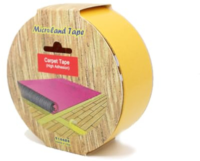 Microland 9144R4 Double-Sided Carpet Tape (50mm x 25m) - High Adhesion, Tearable by Hand, Hot Melt Rubber Adhesive, for Carpets, Rugs, Mats, PVC Tiles, Indoor Use.