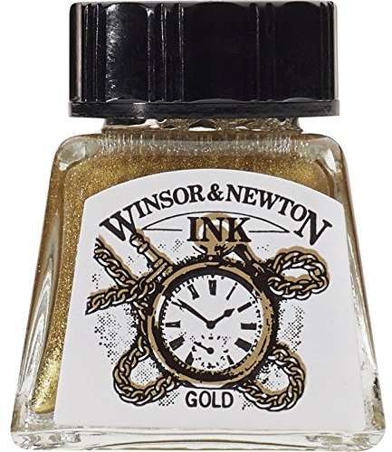 Winsor & Newton Drawing Ink Tinta de Dibujo, Dorado (Gold), 14ml