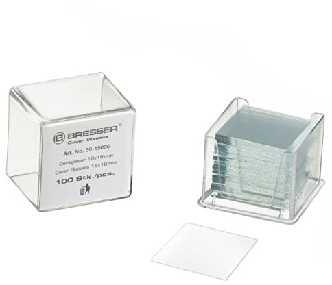 Bresser Glasögon 22 x 22 mm – 100 stycken – högkvalitativt mikroskop tillbehör för exakta mikroskopiska resultat