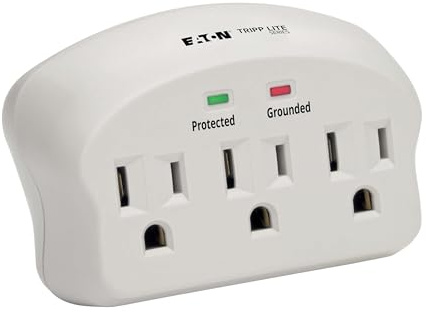 Eaton Tripp Lite SK3-0 Multi-Plug Wall Outlet Extender Surge Protector, 3 Outlets, 660 Joule Rating, Diagnostic LEDs, Portable Travel Wall Plug, Lifetime Manufacturer's Warranty & $5,000 Insurance