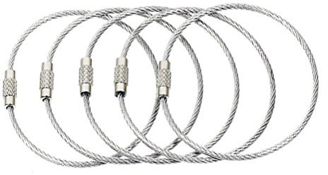 BlueCosto Draht-Schlüsselanhängerkabel (5 Stück, 17 cm) – 2 mm dicke Edelstahl-Schlüsselring-Drahtschlaufen zum Aufhängen von Gepäckanhängern und Organisieren von Schlüsseln