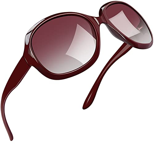 Joopin Moderne Übergroße Sonnenbrille Damen Polarisiert 2025 Frauen Sonnenbrille Groß Weinrot UV400 Schutz Klassisch Vintage Brille für Fahren und Reisen (Weinrot)