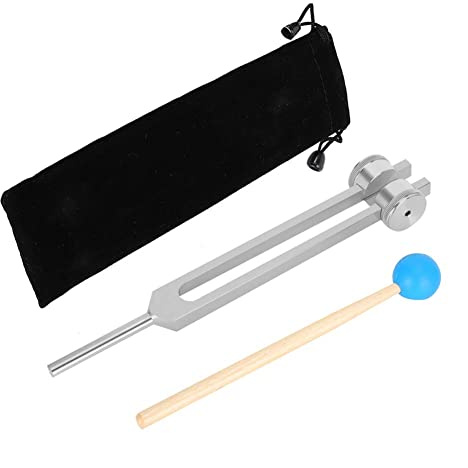 111HZ Tuning Fork with Silicone Hammer and Bag for DNA Repair Healing, Aluminum Alloy Tuning Fork for Sound Therapy, Perfect Healing, Musical Instrument, Balancing, Healers, Vibration - (Silver)