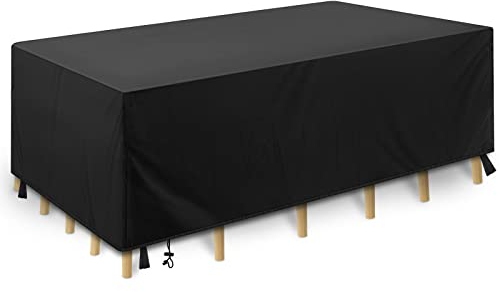 Coperture per Mobili da Giardino,210D Oxford Copritavolo Tavolo da Esterno Copritavolo Esterno Impermeabile,Impermeabile Anti-UV Antivento Copertura da Tavolo da Giardino,200*160*70