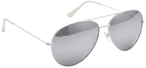 Komonee Pilot Style Designer Sunglasses - White Frame Mirrored Reflective Lens Classic Retro Shades, Unisex Men & Women UV400 Protection Glasses, Great for Cycling Golf Fishing Sports & Holidays