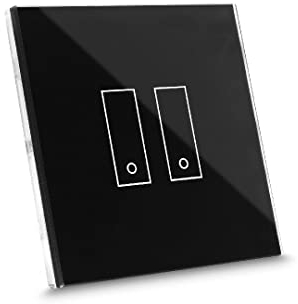 iotty E2 PLUS, intelligenter WiFi-Schalter für Licht und Tore, kompatibel mit Google Home, Alexa und Siri, iOS/Android App, beleuchtetes Glas-Touchfeld, Temperatur- und Helligkeitssensoren, Schwarz