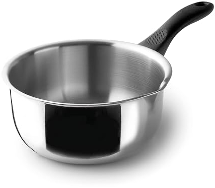 Lacor - 31314 - Casseruola dritta Garinox, acciaio inox, beccuccio, manico ergonomico in bachelite, 1 litro, adatto all'induzione, non adatto al forno, lavabile in lavastoviglie, ø14cm