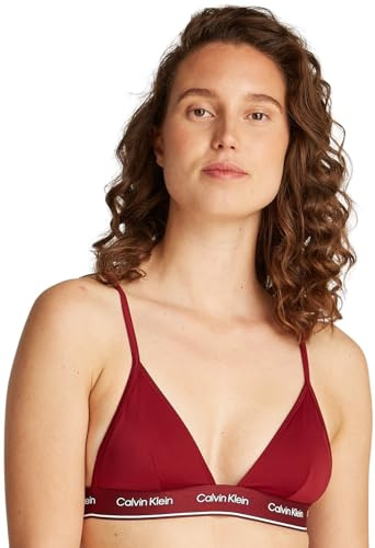 Calvin Klein Donna Top Bikini a Triangolo Triangle-RP Fascia con Logo, Rosso (Plum Glaze), L