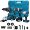 A.M.C. Kit profesional de bricolaje 4 en 1 con taladro atornillador a batería, taladro de percusión a batería, amoladora angular a batería, taladro de martillo y de impulsos para desenroscar pernos,