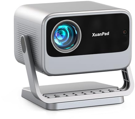 [Enfoque Automático] XuanPad Proyector con WiFi6 Bluetooth, Full HD 1080P, Proyector de vídeo para Cine en casa, Diseño Antipolvo y Enfriamiento, Compatible con HDMI/USB/AV/Phone/TV Box