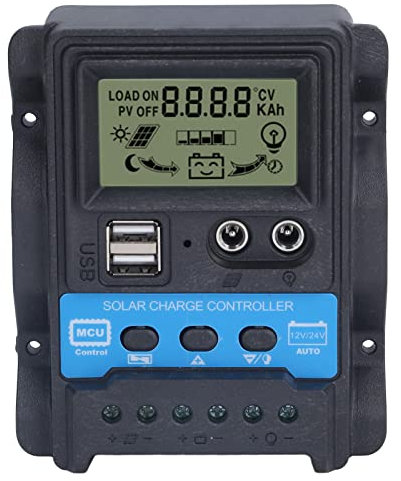 Mavaol Solar r 260W 12V 24V USB Charging Quick Off Grid Power Bank LCD Display Over Current Protection for Phones Tablets Lead Batteries (10A)