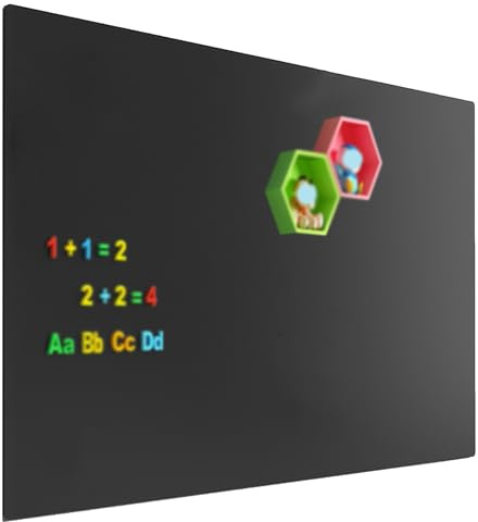 Papier Blanc Magnétique, Rouleau Papier Magnétique pour Tableau Blanc Auto-Adhésif, Amovible Mural, Taille Personnalisée, Multicolore, Plusieurs Formats (Noir, 19.7x23.6in(50x60cm))