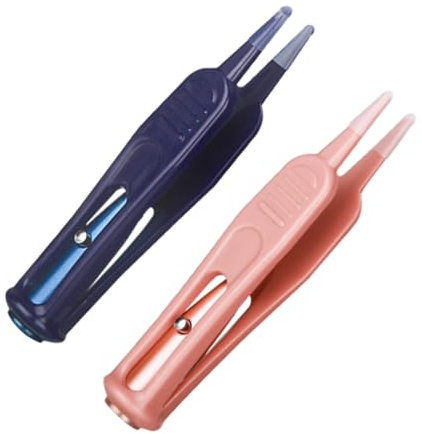 LABRIMP 2 Stück Nasenpinzette für Babys mit LED Licht und Runder Spitze Kunststoff mit Rutschfestem Griff zur Sanften Nasen und Ohrreinigung