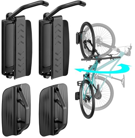 PEGZONE Heavy Duty Swivel Bike Wall Mount, Holds up to 35 kg, 2 Pack, Black