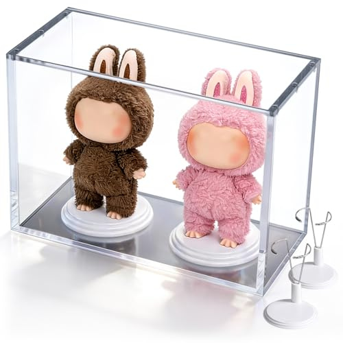 Mcbazel Vitrinas para Colecciones Caja de Acrílico para LABUBU, Magnética Transparencia Vitrina para Pop Mart Figuras, Expositor para 2 Figuras - 24*11*17,5cm (Grosor 5+5mm)