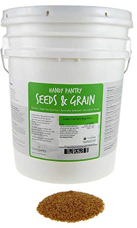 Organic Golden Flax Seeds - 30 Lbs Resealable Bucket - Yellow / Gold Flaxseeds - Flax Seed for Sprouting, Grinding, Omega Oils, Baking