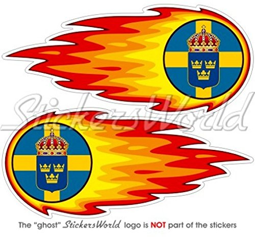 Schweden-Schweden-Feuerball-Aufkleber, 125 mm, Vinyl, 2 Stück