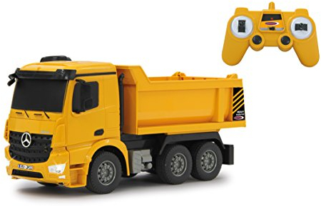 JAMARA 405108 - Muldenkipper Mercedes Arocs 1:26 2,4G - Kippmulde hoch / runter, Licht vorne, profilierte Gummireifen, Gelb