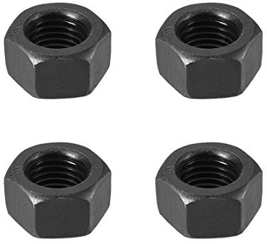 uxcell Hex Nuts, M20x2.5mm Metric Coarse Thread Hexagon Nut, Carbon Steel, Pack of 4 (Black)