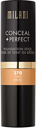 Milani Conceal + Perfect Foundation Stick - Tan (0.46 Ounce) Vegan, Cruelty-Free Cream Foundation - Cover Under-Eye Circles, Blemishes & Skin Discoloration for a Flawless Finish