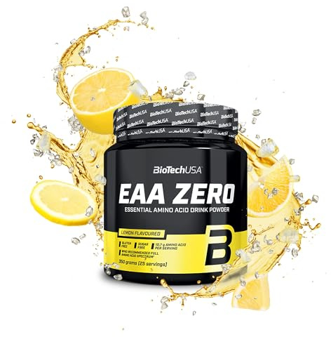 BioTechUSA EAA Zero - Essentielle Aminosäuren Power | 7160mg EAA/Portion | Empfohlenes Verhältnis der WHO | Zuckerfrei, Glutenfrei, 350 g, Zitrone