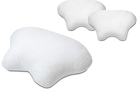 Nachtwaechter Seitenschläfer- und CPAP Komfort Kissen LINA + 2 Weisse Kissenbezüge - Hotel-Qualität - Absolut höhenverstellbar!