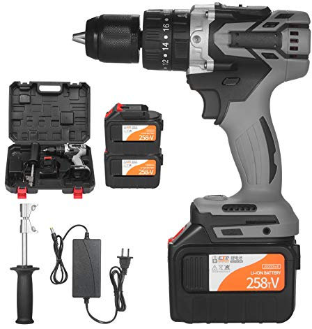 21V Taladro atornillador inalámbrico Baterías Torque máximo 200N.m 1/2 pulgada Portabrocas de metal sin llave 20 + 3 posiciones 0-1550RMP Destornillador de martillo de impacto de velocidad variable