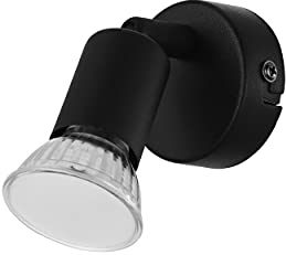 Eglo Led lampada da parete Buzz-Led, lampada da soffitto, metallo, lampada da soggiorno, lampada da sala in nero, spot con presa GU10
