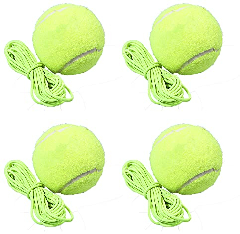 Kaimeilai 4 Stück Tennisbälle mit Schnur, Tennis Balls Tennis Training Ball mit Schnur Elastisch Tennis Trainingsball Tennis Trainer Ball Tennis mit Seil, für Kinder Erwachsene Anfänger Solotraining