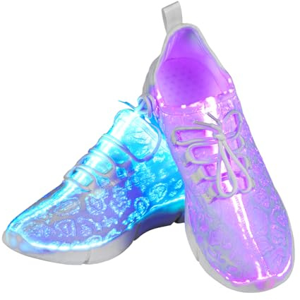 Chaussures lumineuses à DEL en fibre optique pour homme et femme - Baskets lumineuses pour festivals, fêtes de Noël, danse, chargement USB, baskets lumineuses clignotantes, blanc, 36 1/3 EU