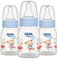 Wee Baby 3-Pack Plastic Feeding Bottles | BPA Free With Rounded Teat to Mimic Breastfeeding | White, Pink & Blue Made With Safe Silicone | 125 & 250 ml for Baby & Toddler