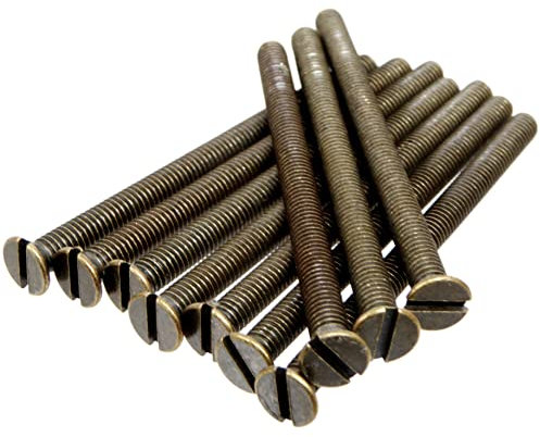 10 x M3.5 Antique Brass 50mm Long Screws - Flat Slotted Countersunk Head - For Switch and Socket Plates