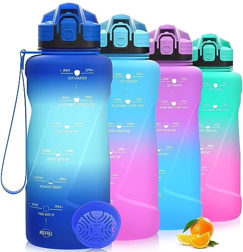 Niggeey Borraccia Sportiva Da 2l, 1,5 Litro, 1 Litro, 700ml, 500ml Bottiglia Sportiva con Indicatore del Tempo e Scala, 1 clic Aperto, Adatto per Palestra, Yoga, Bicicletta, Campeggio e Vita Familiare