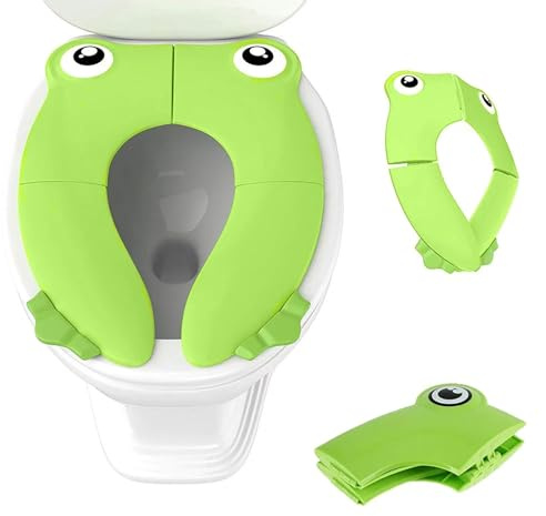 Réducteur de Toilette pour Bébé, Réducteur WC Portatif pour Enfant/Bébé, Apprendre à Faire sur Le Pot, Voyage Siège Pliable de Toilette pour Enfant Grenouille Verte