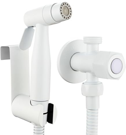 Tecmolog Kit Ducha Bidet de Acero Inoxidable con 2 Función Pulverizador de Bidé de Mano y Manguera para WC, Blanco, WS024AWF2