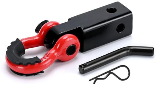 TINMAGI Gancio di Traino Ricevitore 2 Pollici, 3/4 Anello a D Grillo con Perno di Traino Resistente Kit, Recupero Solido per Camion, Jeep e Fuoristrada