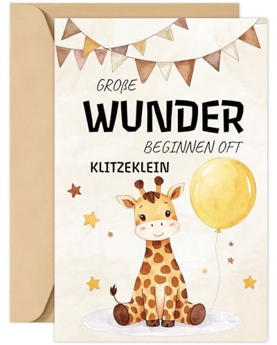 RFBEUTEL Glückwunschkarte zur Geburt, Schwangerschaft und Taufe - mit passendem Briefumschlag Geschenk Werdende Mütter Väter Baby Karte