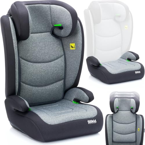 2IN1 Autositz Sitzerhöhung Kindersitz nach ECE R129 für Kinder von 100-150 cm höhenverstellbar Grau