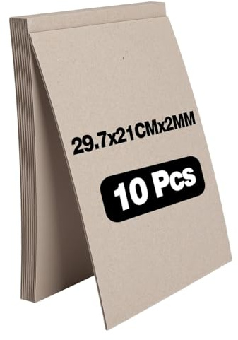 TMZELOA Set 10 Fogli Cartone Grigio A4 2mm, Cartone Rigido per Rilegatura, Scrapbooking e Modellismo, Cartone Spesso con Bordi Lisci, Ideale per Copertine Libro, Album e Progetti Creativi Fai da Te
