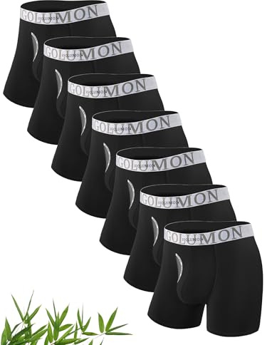 IGOLUMON Bamboo Boxers Mens Breathable with Crotch Opening Mens Boxers Shorts Multipack 7 Pack Anti Chafing Soft Underwear Trunks Moisture Wicking