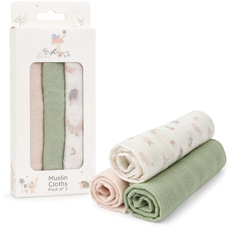 Navoys 3 panni in mussola | 38 cm x 38 cm, panni in mussola di cotone, morbidi quadrati assorbenti per alimentazione, ruttino, fuoriuscite, trapunte e cura quotidiana del bambino