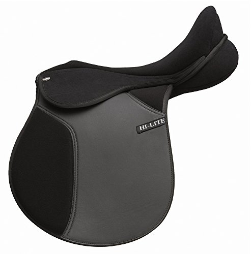 Shires Hi-Lite Elite Club GP Horse Riding Synthetic Saddle in Black 17W, Black